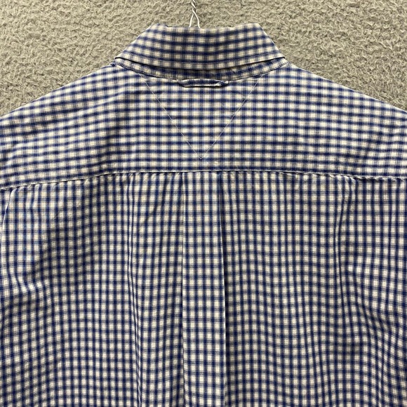 Tommy Hilfiger Shirt Mens Large Blue Plaid Long Sleeve Button Down Logo - Picture 9 of 12